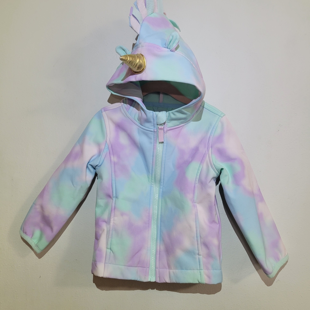 Cat & Jack Girls Size 2T Pastel Unicorn Hooded Jacket